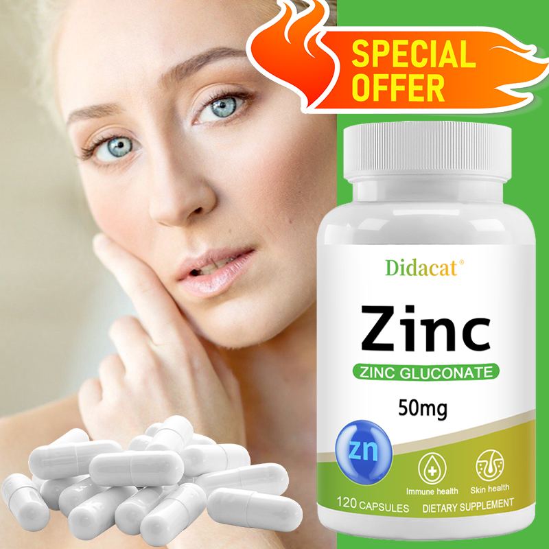 Zinc Supplement 50Mg - Çinko Glukonat Kapsülleri 50MG, Bağışıklık, Cilt,