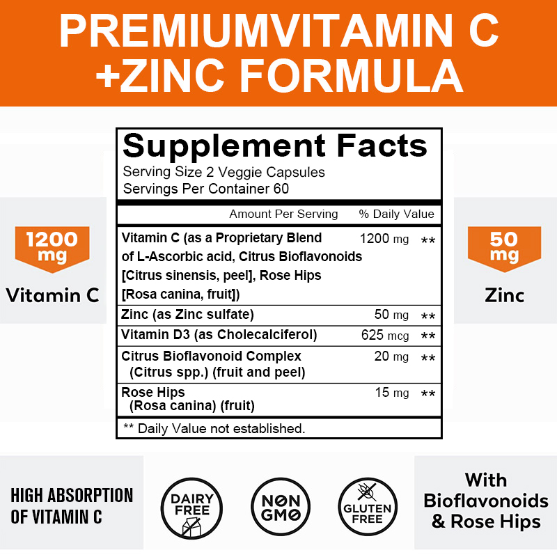 Zinc Supplement 50Mg - 1200 Mg C Vitamini Kapsülleri -