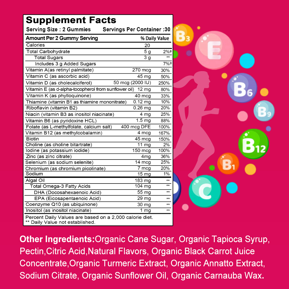 Multivitamin Gummy Adult - Kadın Multivitamin Jelibonları - Bağışıklık Desteği,